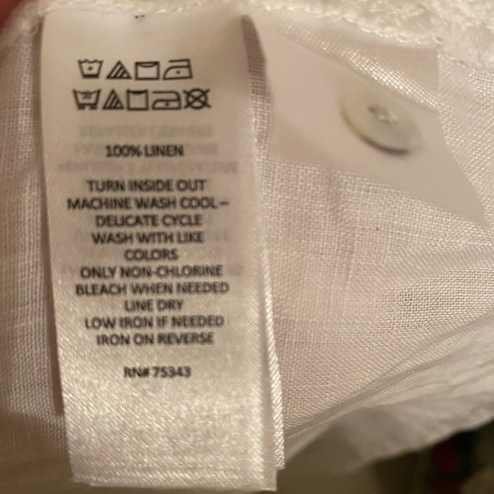 Sigrid Olsen 100 % linen button down shirt, classic white, x large - Picture 6 of 6